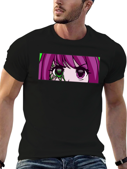 Camiseta Negra con Diseño Anime de Ojos