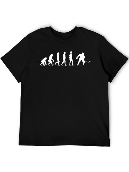 Camiseta Hombre Negra Evolución Hockey Divertida