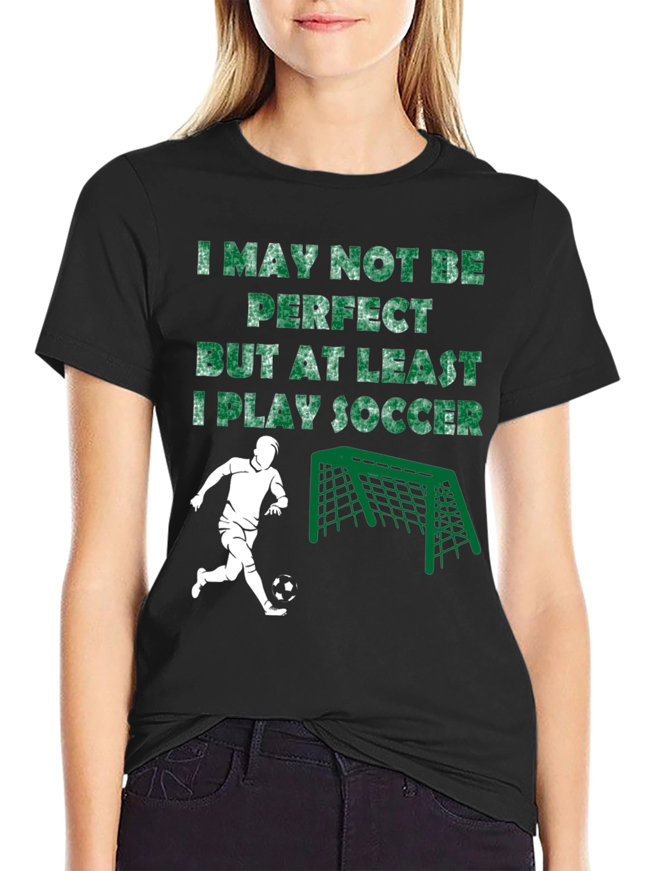Camiseta Negra I Play Soccer para Hombre