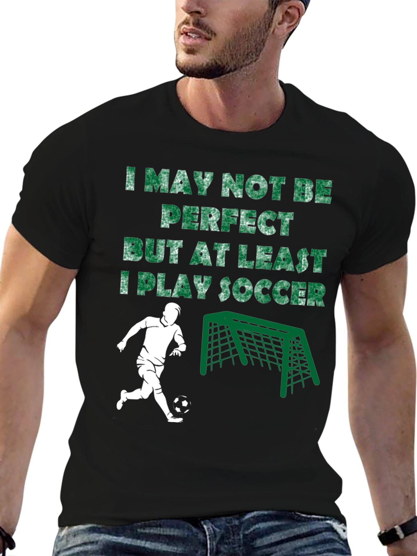 Camiseta Negra I Play Soccer para Hombre