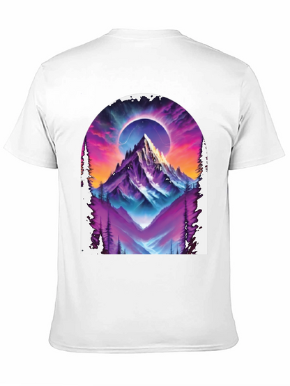 Camiseta Negra con Diseño de Montaña Cósmica