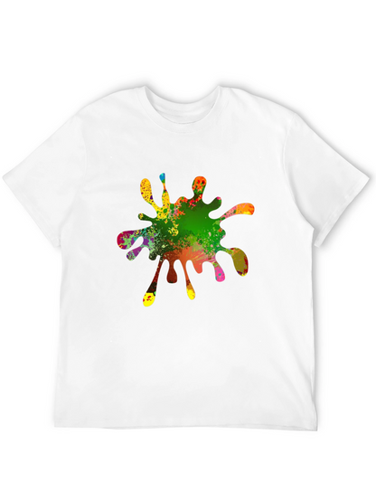 Camiseta Negra con Estampado de Salpicadura de Pintura