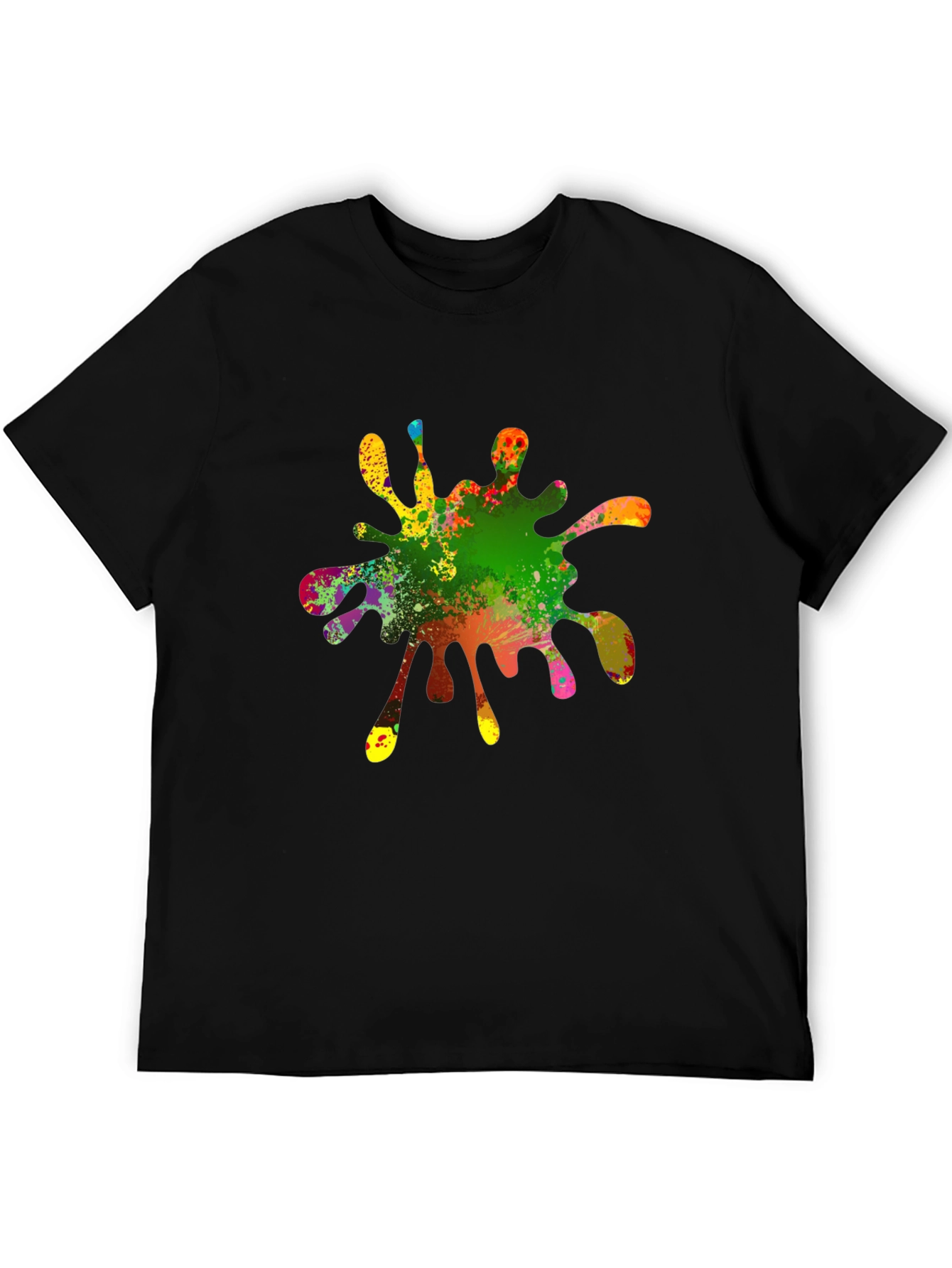 Camiseta Negra con Estampado de Salpicadura de Pintura