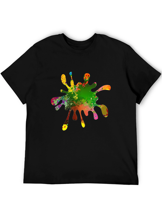 Camiseta Negra con Estampado de Salpicadura de Pintura