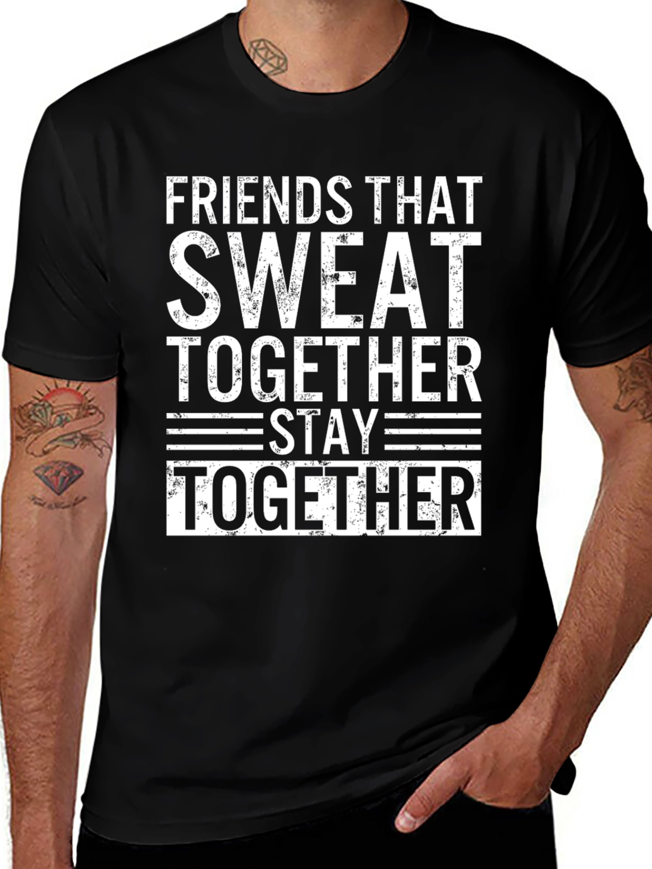 Camiseta Negra: Amigos Que Sudan Juntos
