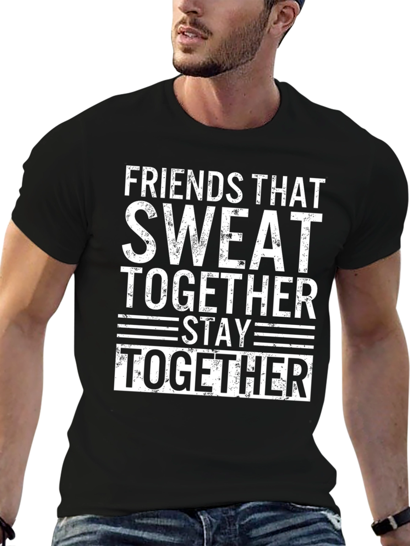 Camiseta Negra: Amigos Que Sudan Juntos