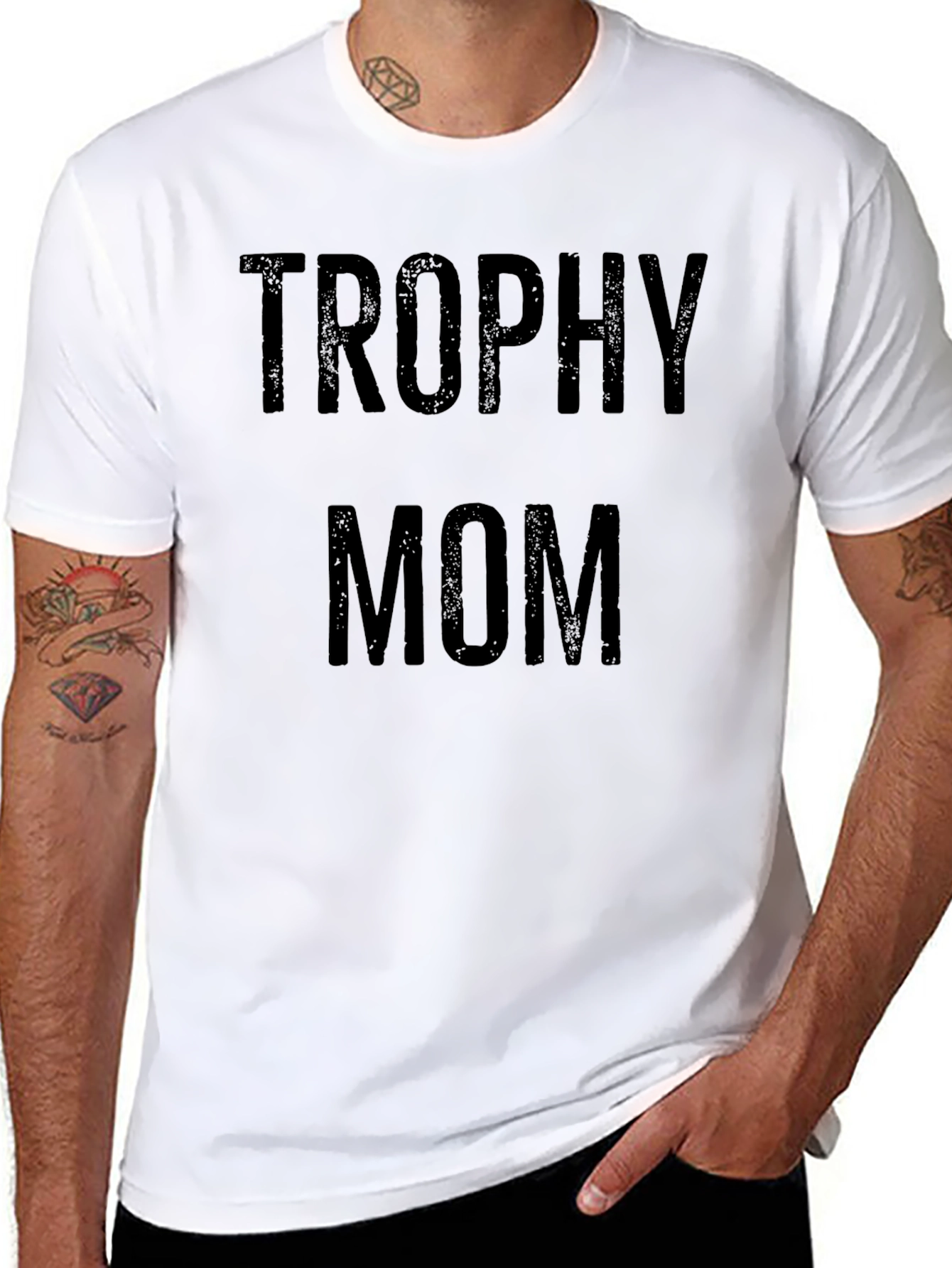 Camiseta Negra Trophy Mom para Hombre