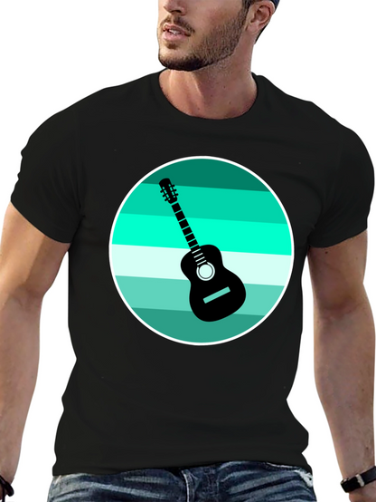 Camiseta Negra con Diseño de Guitarra Retro