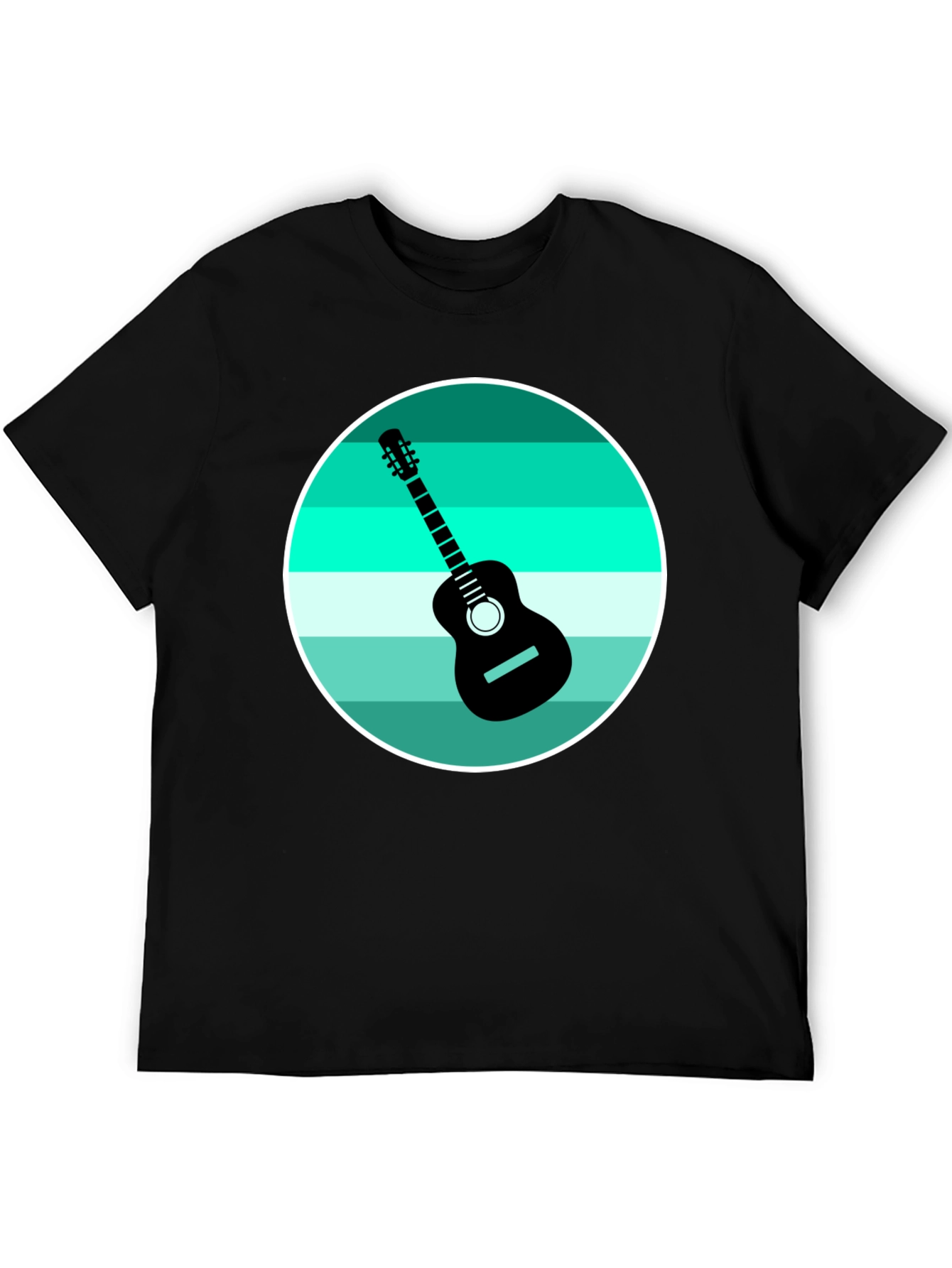 Camiseta Negra con Diseño de Guitarra Retro