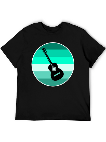 Camiseta Negra con Diseño de Guitarra Retro