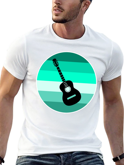 Camiseta Negra con Diseño de Guitarra Retro