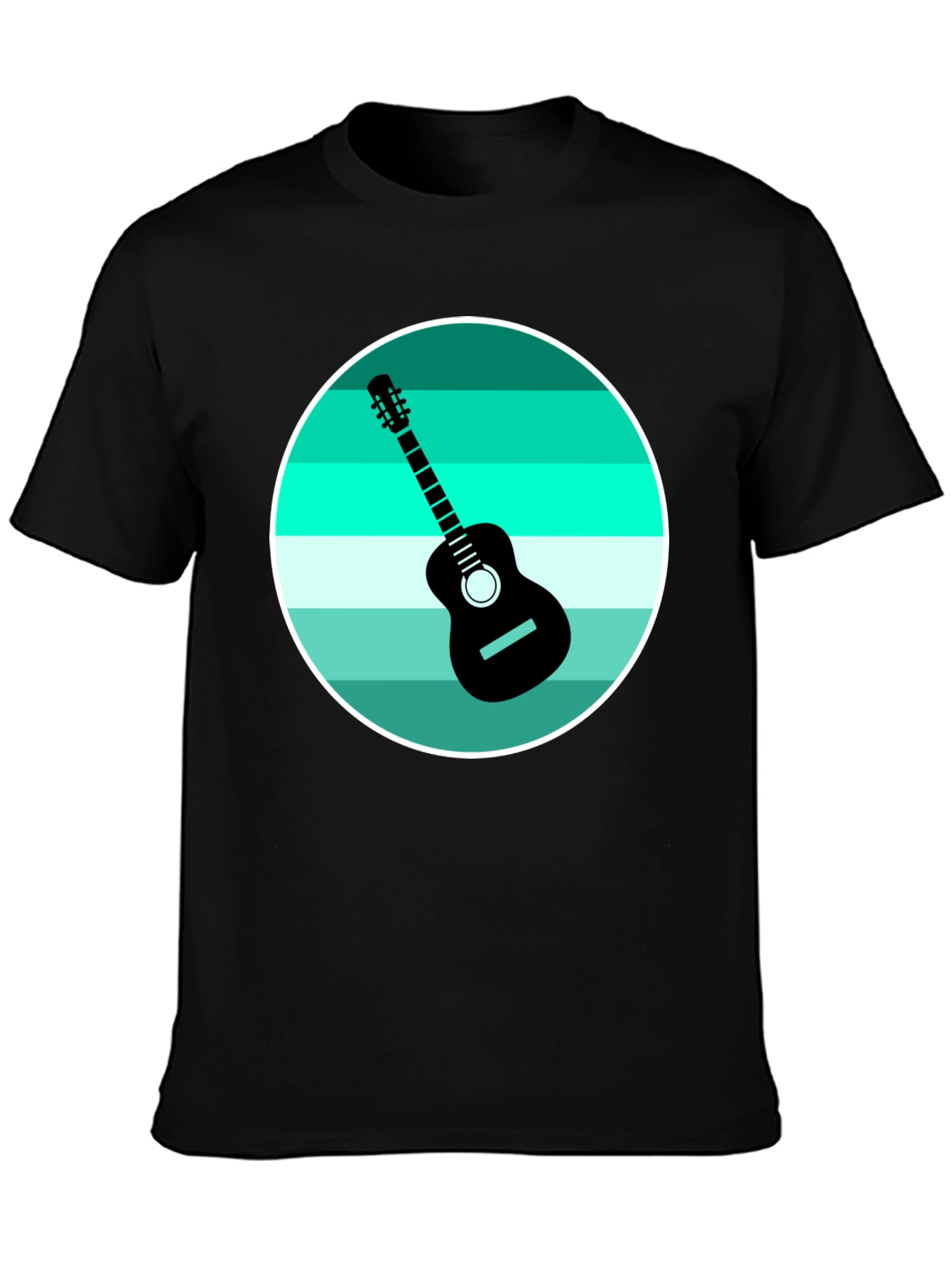 Camiseta Negra con Diseño de Guitarra Retro