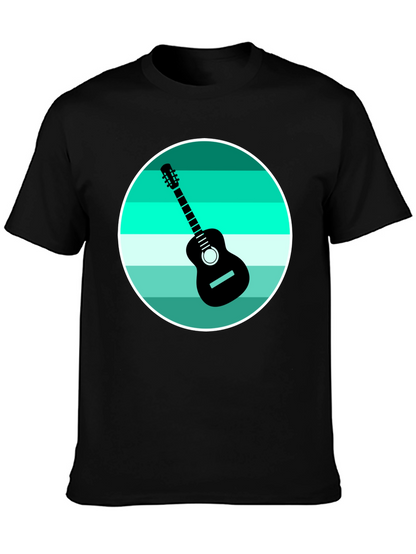 Camiseta Negra con Diseño de Guitarra Retro