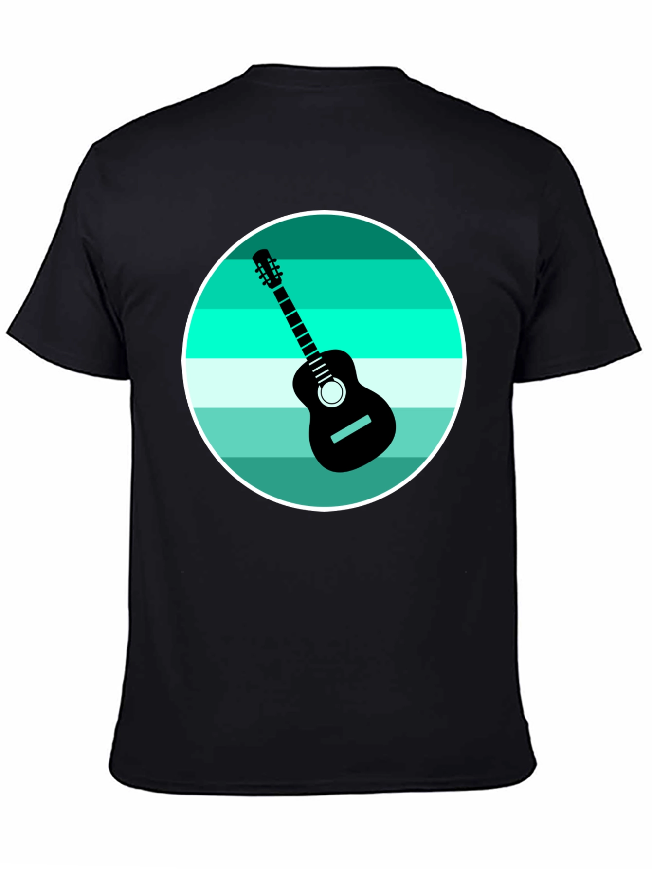Camiseta Negra con Diseño de Guitarra Retro