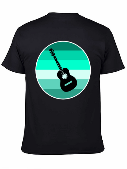 Camiseta Negra con Diseño de Guitarra Retro
