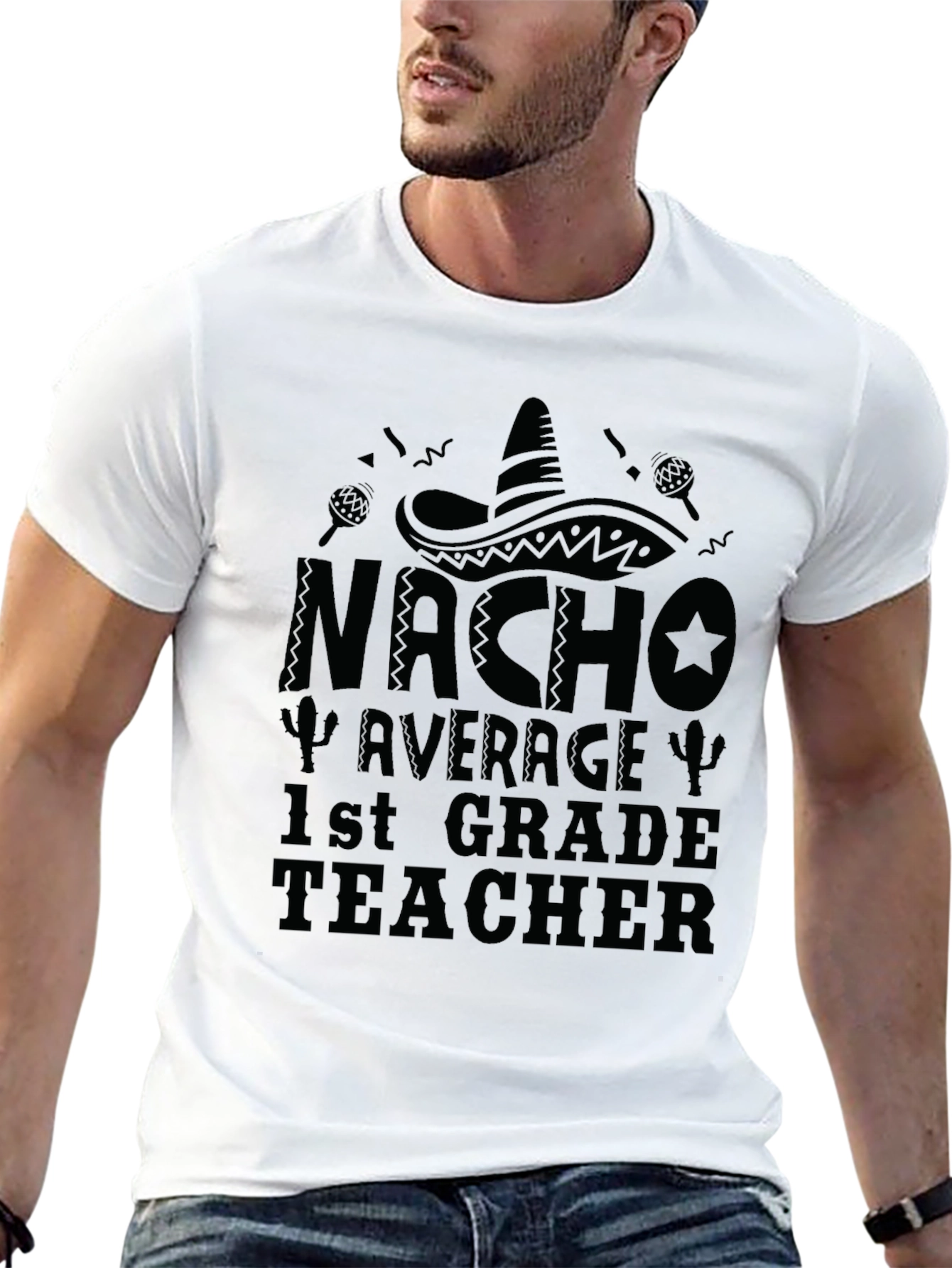 Camiseta Negra Nacho Average 1st Grade Teacher