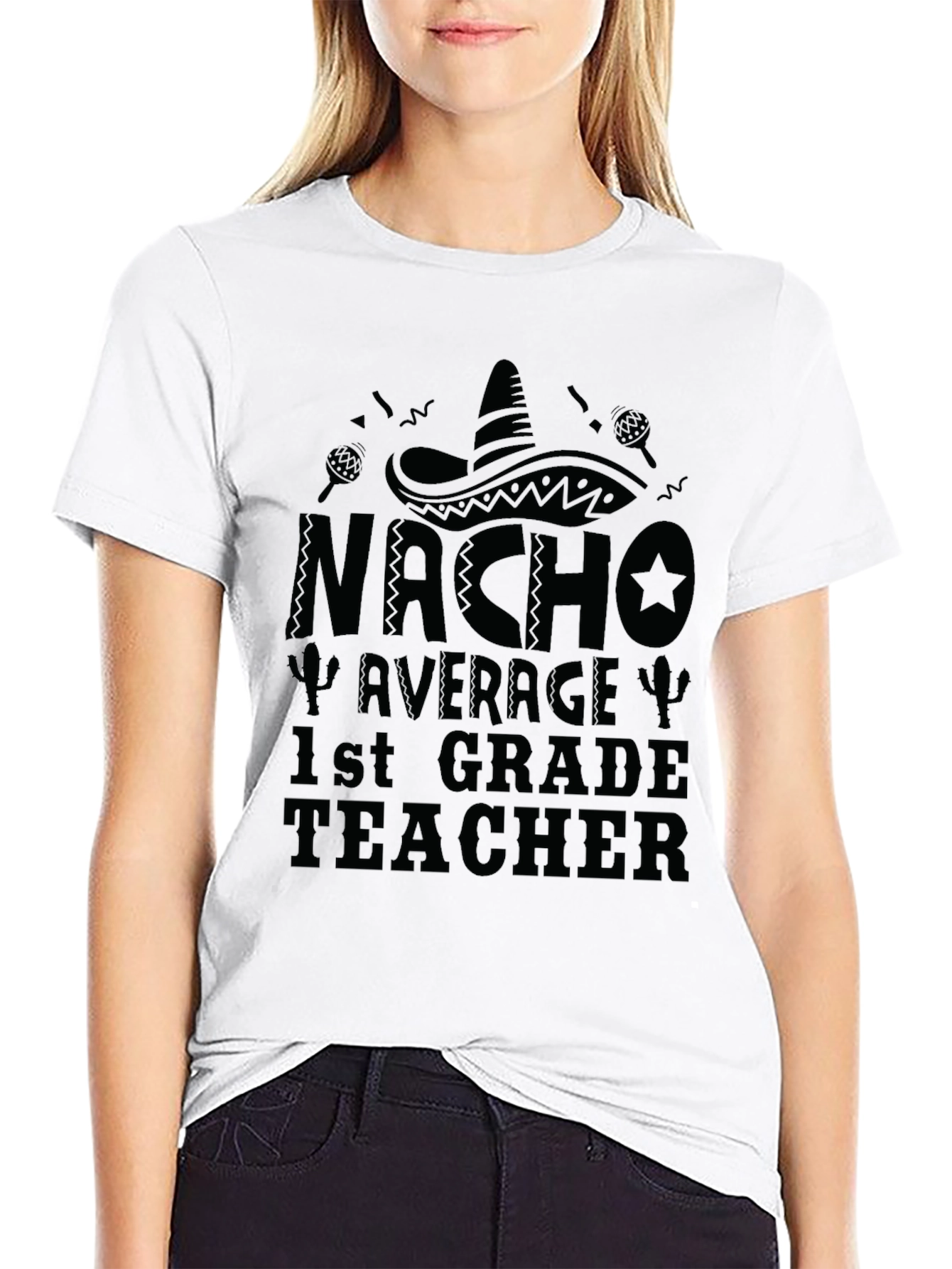 Camiseta Negra Nacho Average 1st Grade Teacher