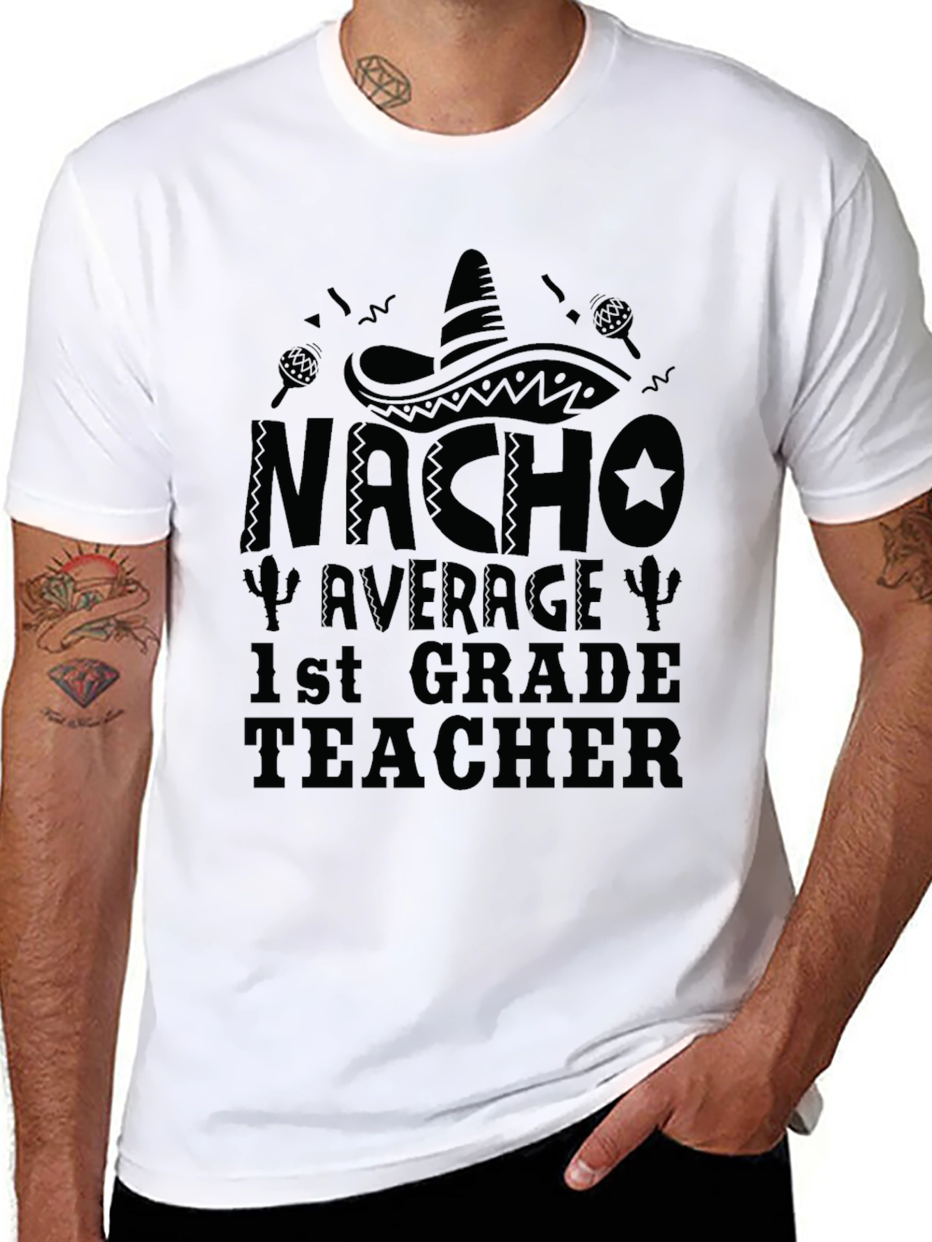 Camiseta Negra Nacho Average 1st Grade Teacher