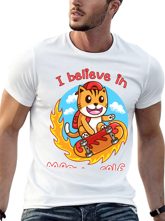 Camiseta Negra con Diseño de Gato Skater