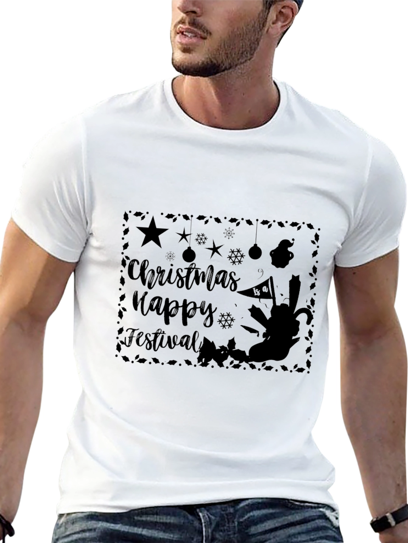 Camiseta Negra Navideña