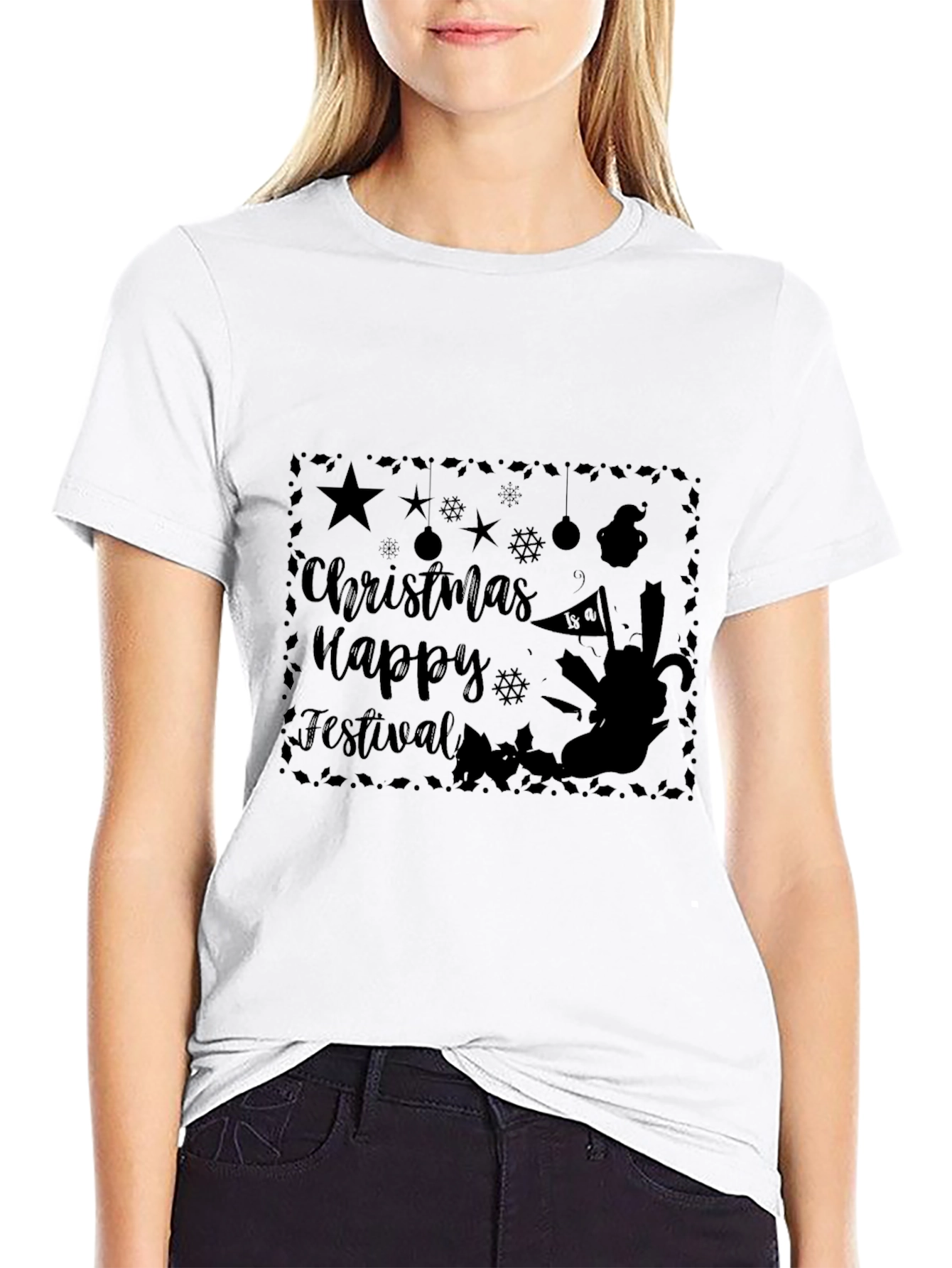 Camiseta Negra Navideña