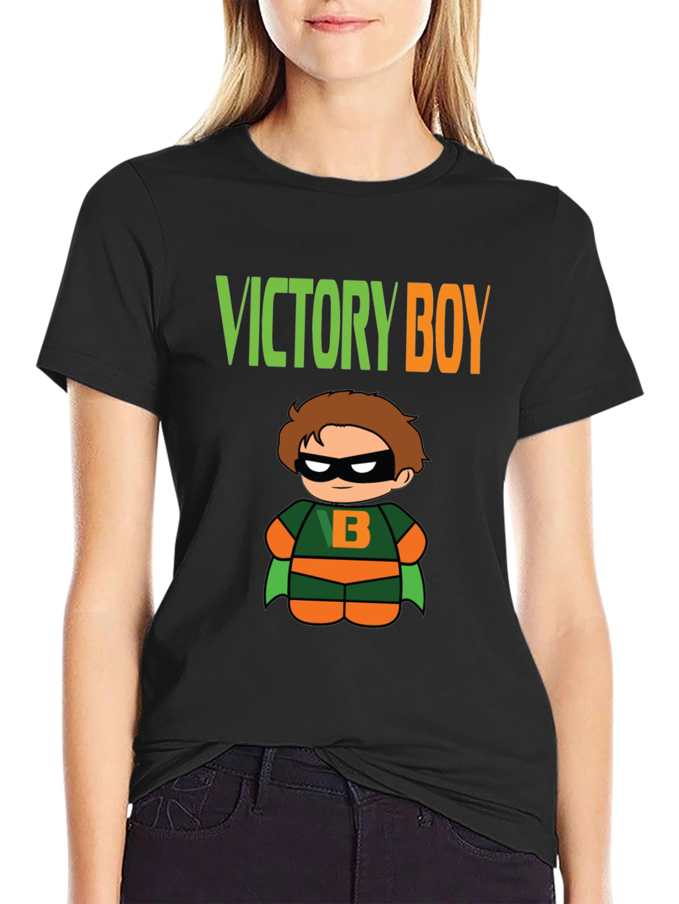 Camiseta Negra Niño Victoria Superhéroe