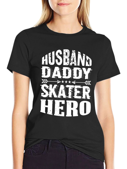 Camiseta Negra: Esposo Papá Skater Héroe