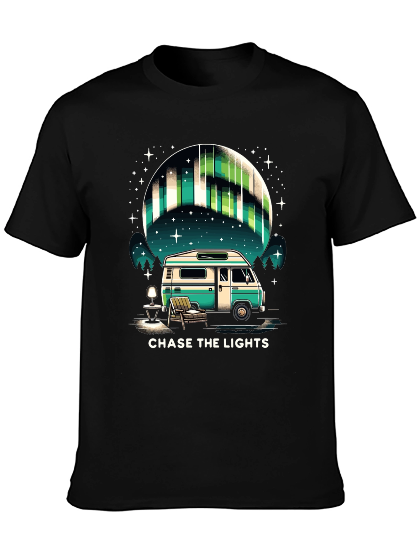 Camiseta Negra: Persigue las Luces del Norte