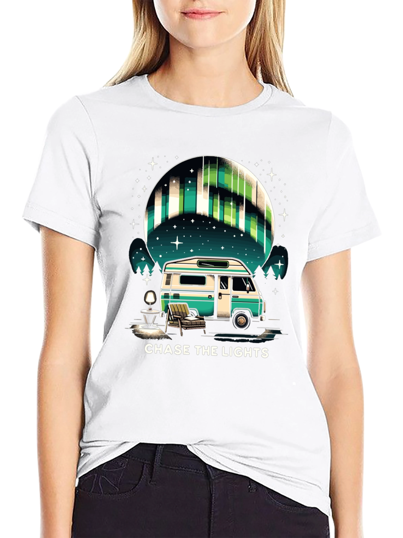 Camiseta Negra: Persigue las Luces del Norte