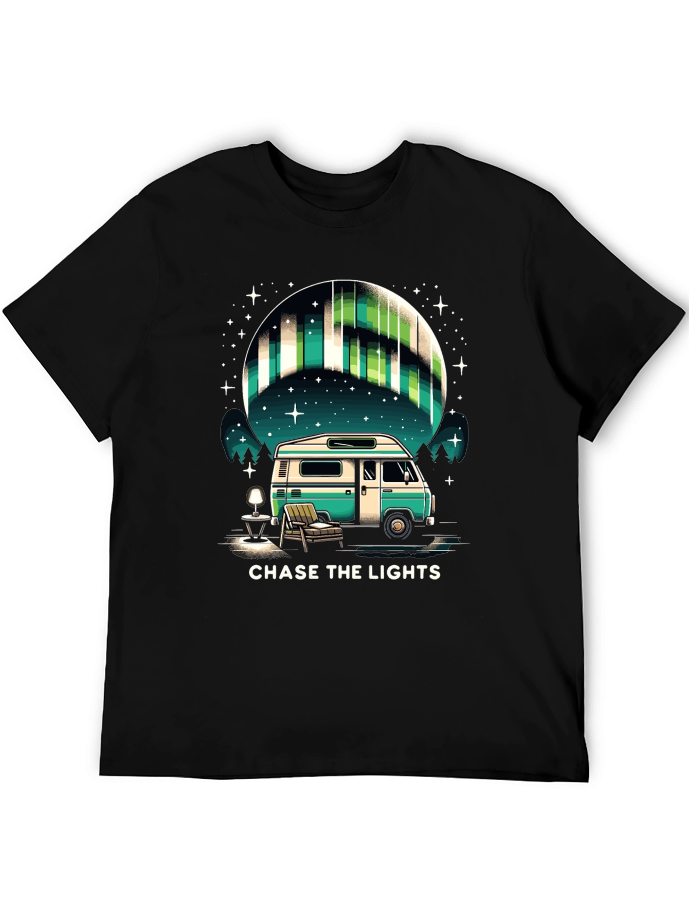 Camiseta Negra: Persigue las Luces del Norte