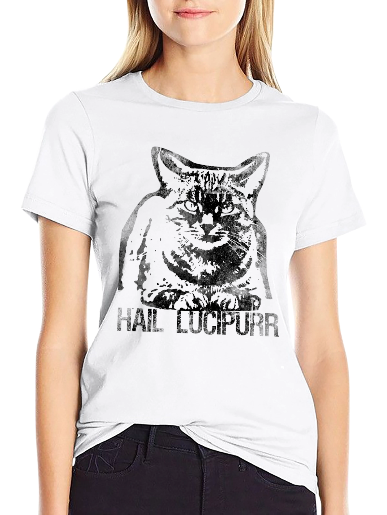Camiseta Negra Gato Hail Lucipurr