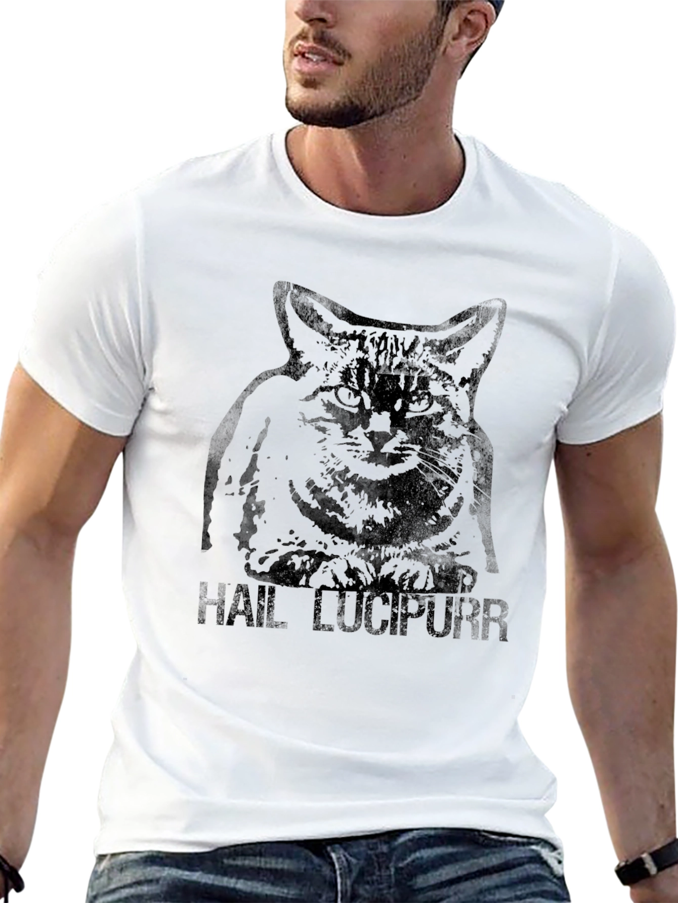 Camiseta Negra Gato Hail Lucipurr