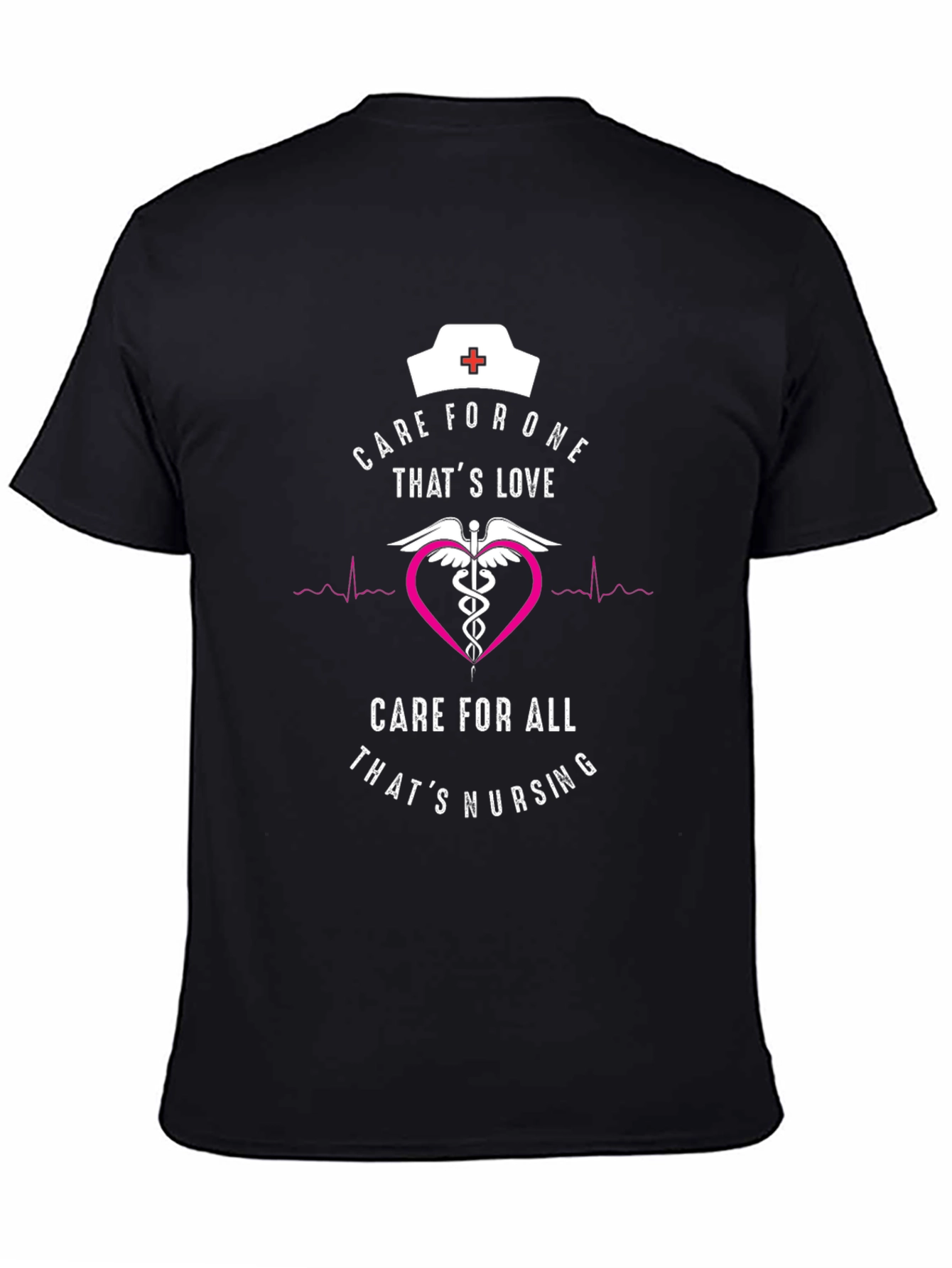 Camiseta Negra: Cuidado y Amor de Enfermera