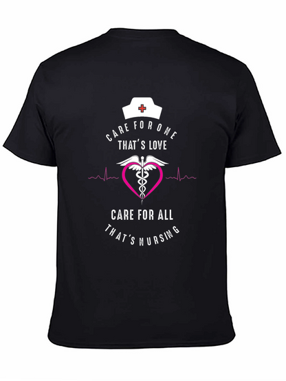 Camiseta Negra: Cuidado y Amor de Enfermera
