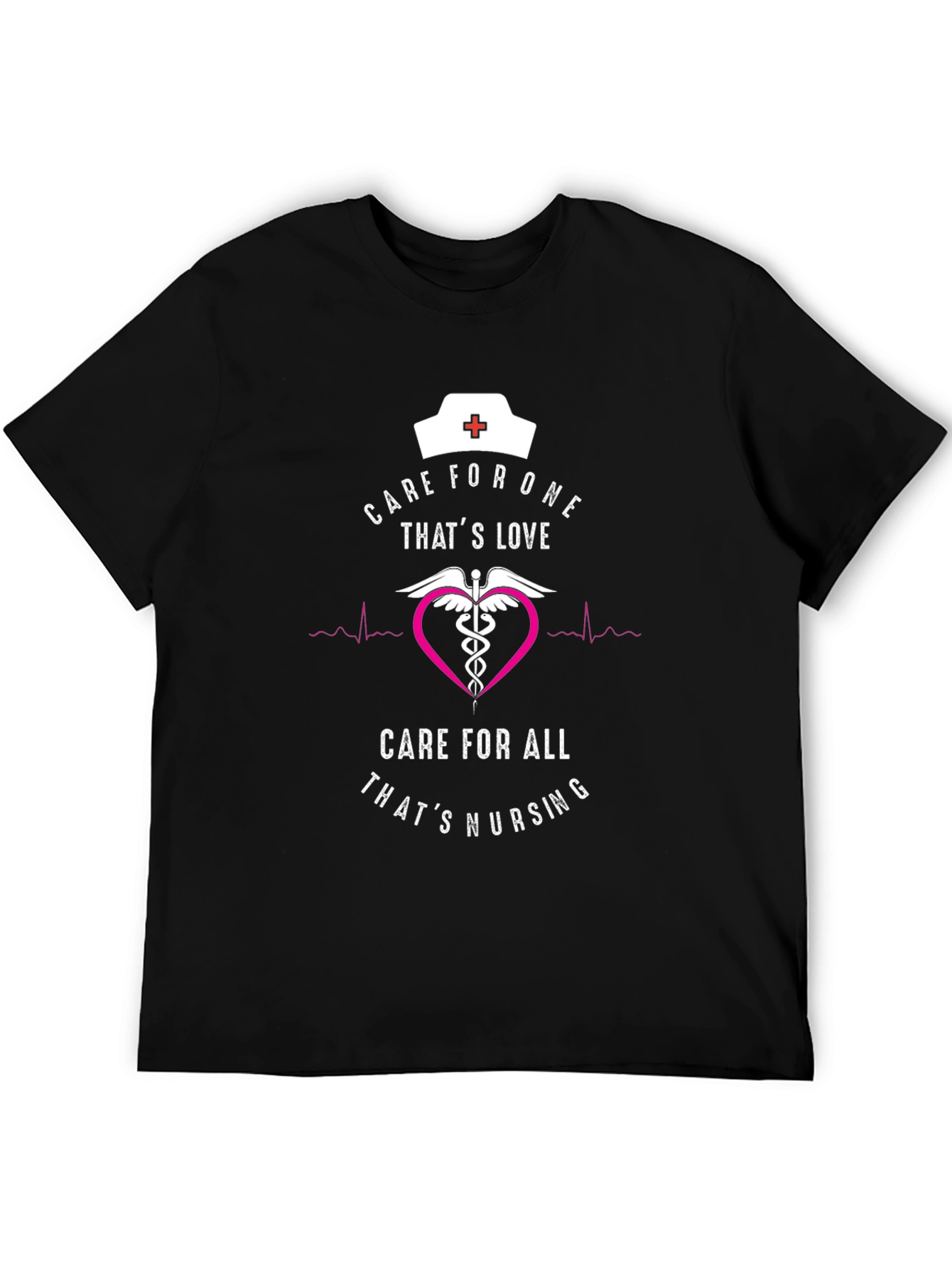Camiseta Negra: Cuidado y Amor de Enfermera