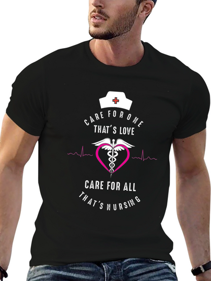 Camiseta Negra: Cuidado y Amor de Enfermera