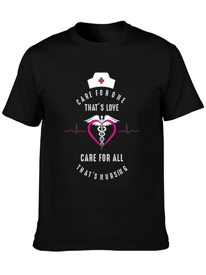 Camiseta Negra: Cuidado y Amor de Enfermera