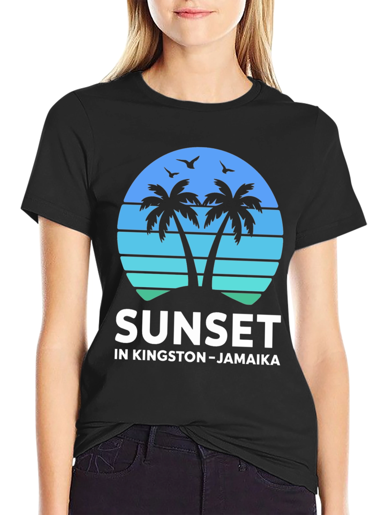 Camiseta Sunset Kingston Jamaica Diseño Tropical