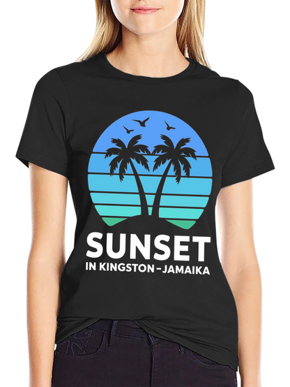Camiseta Sunset Kingston Jamaica Diseño Tropical