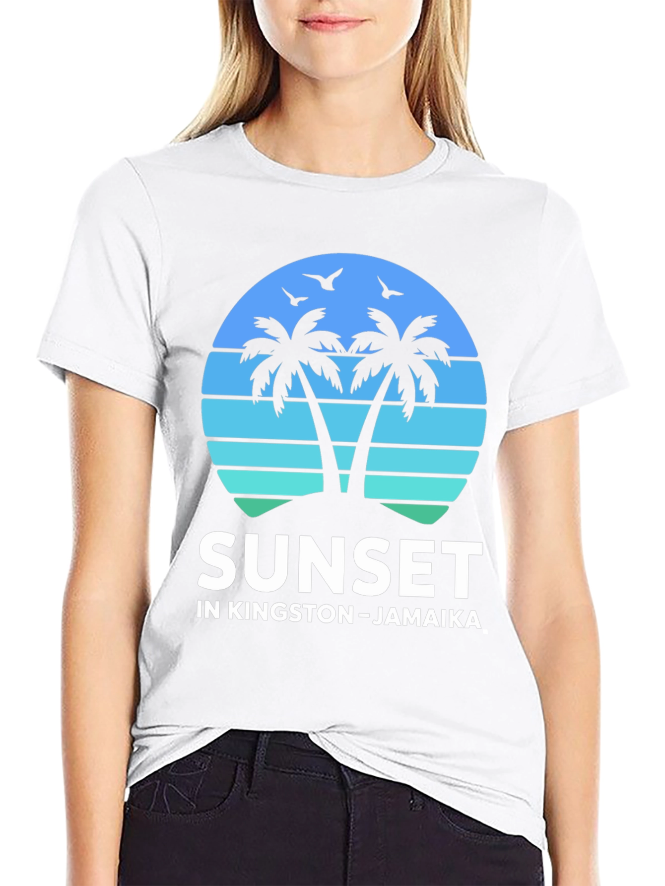 Camiseta Sunset Kingston Jamaica Diseño Tropical