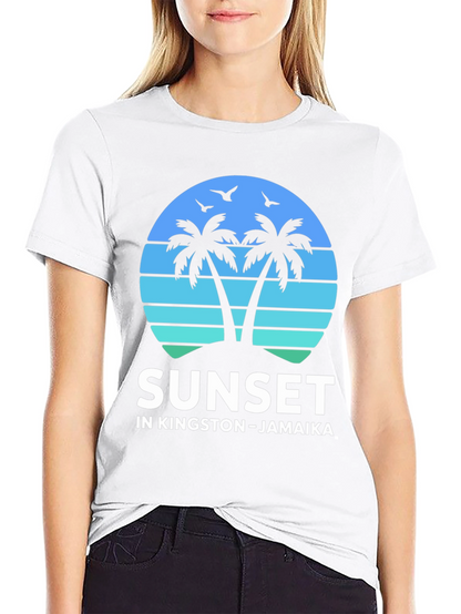 Camiseta Sunset Kingston Jamaica Diseño Tropical