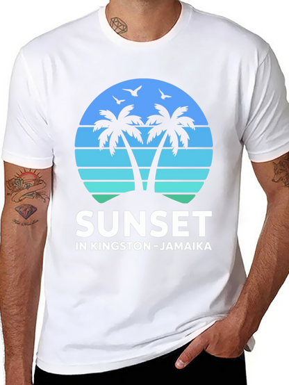 Camiseta Sunset Kingston Jamaica Diseño Tropical