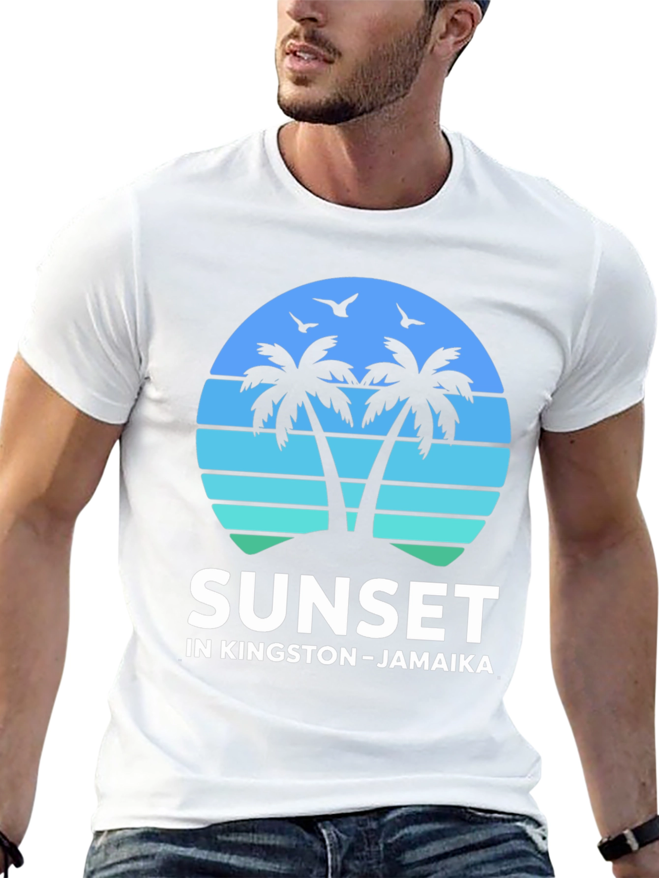 Camiseta Sunset Kingston Jamaica Diseño Tropical