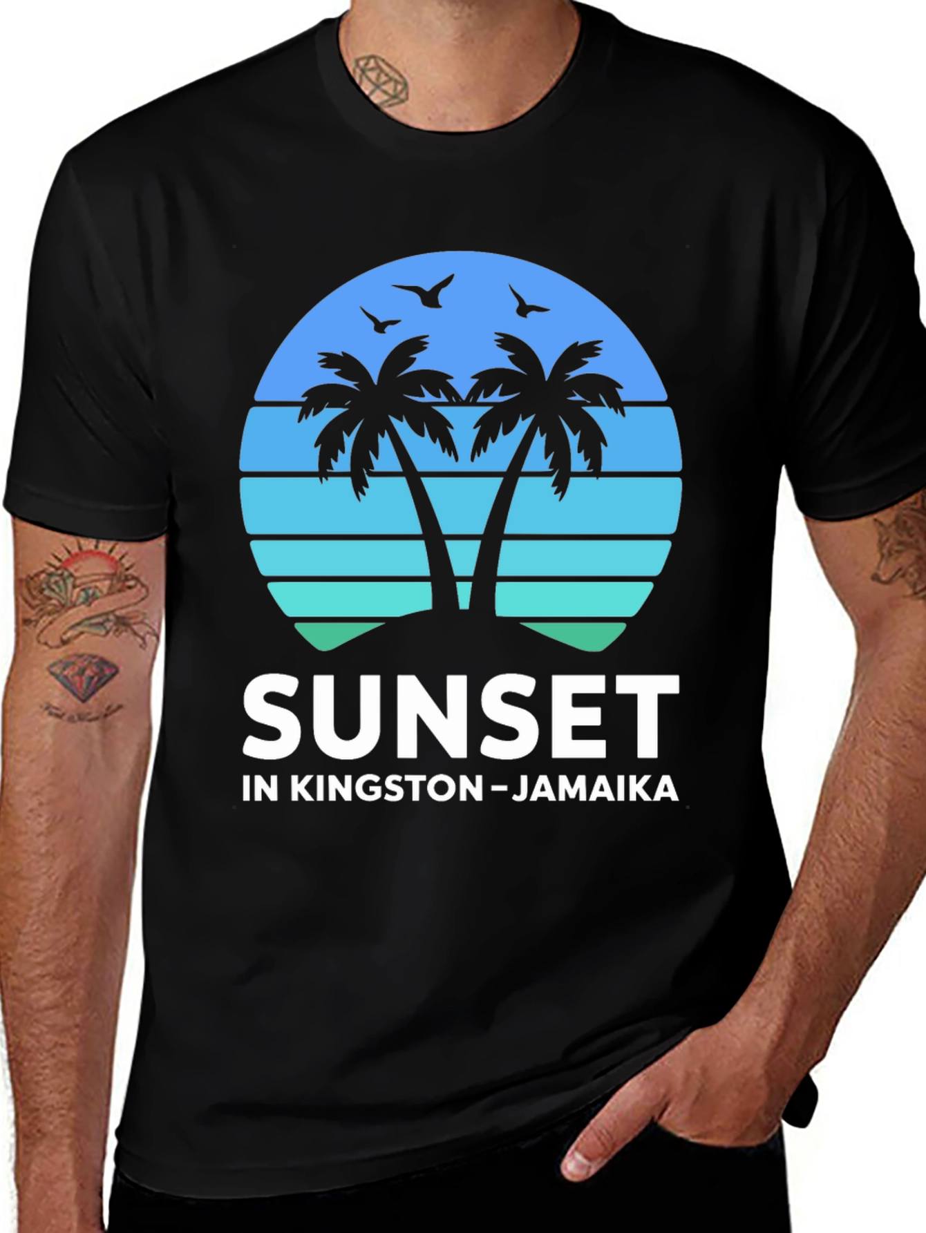 Camiseta Sunset Kingston Jamaica Diseño Tropical