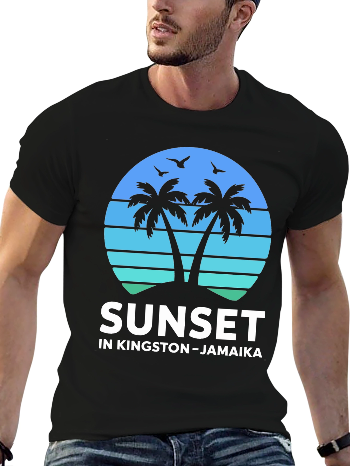 Camiseta Sunset Kingston Jamaica Diseño Tropical