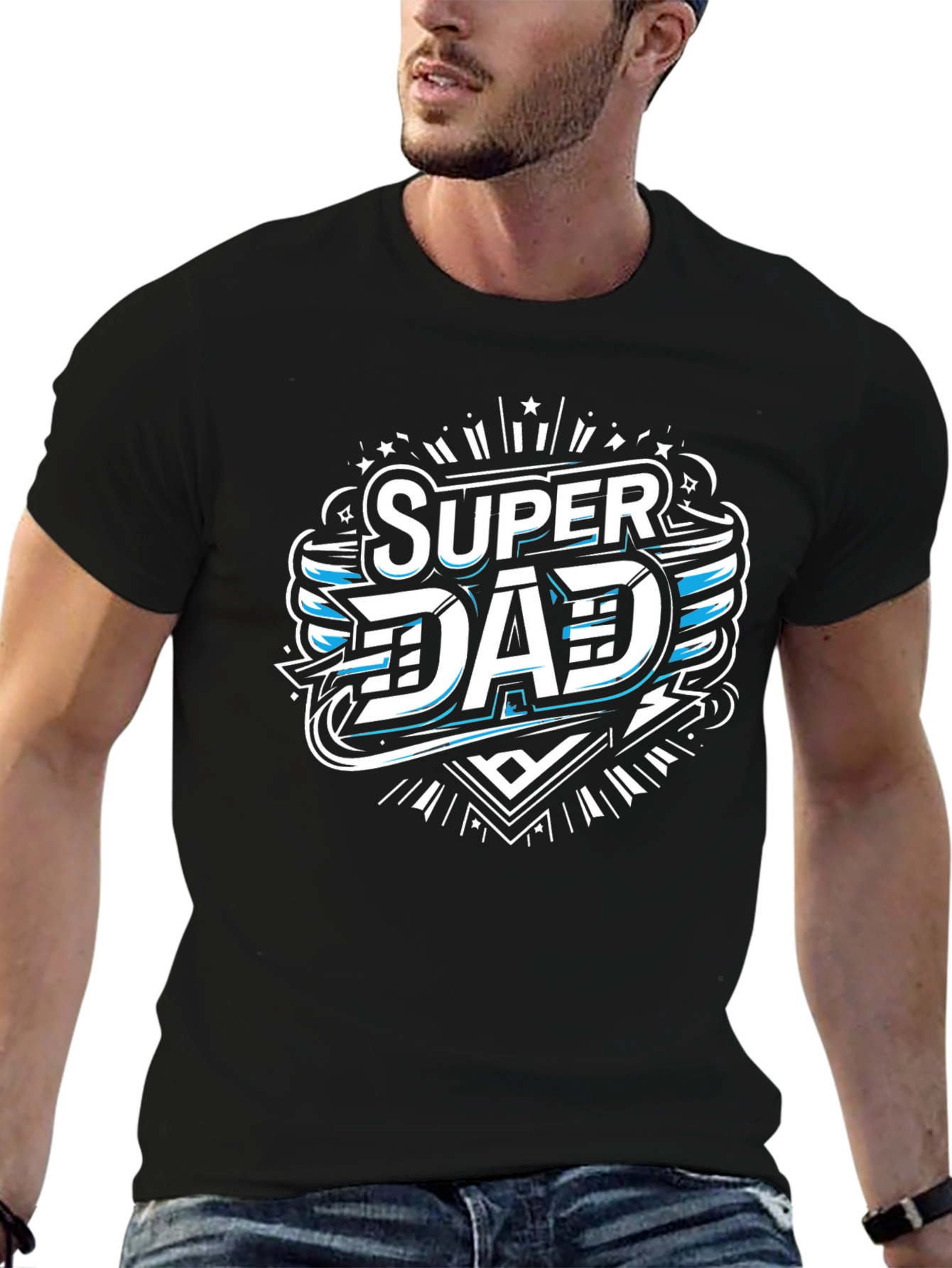 Camiseta Negra Super Papá Diseño Moderno