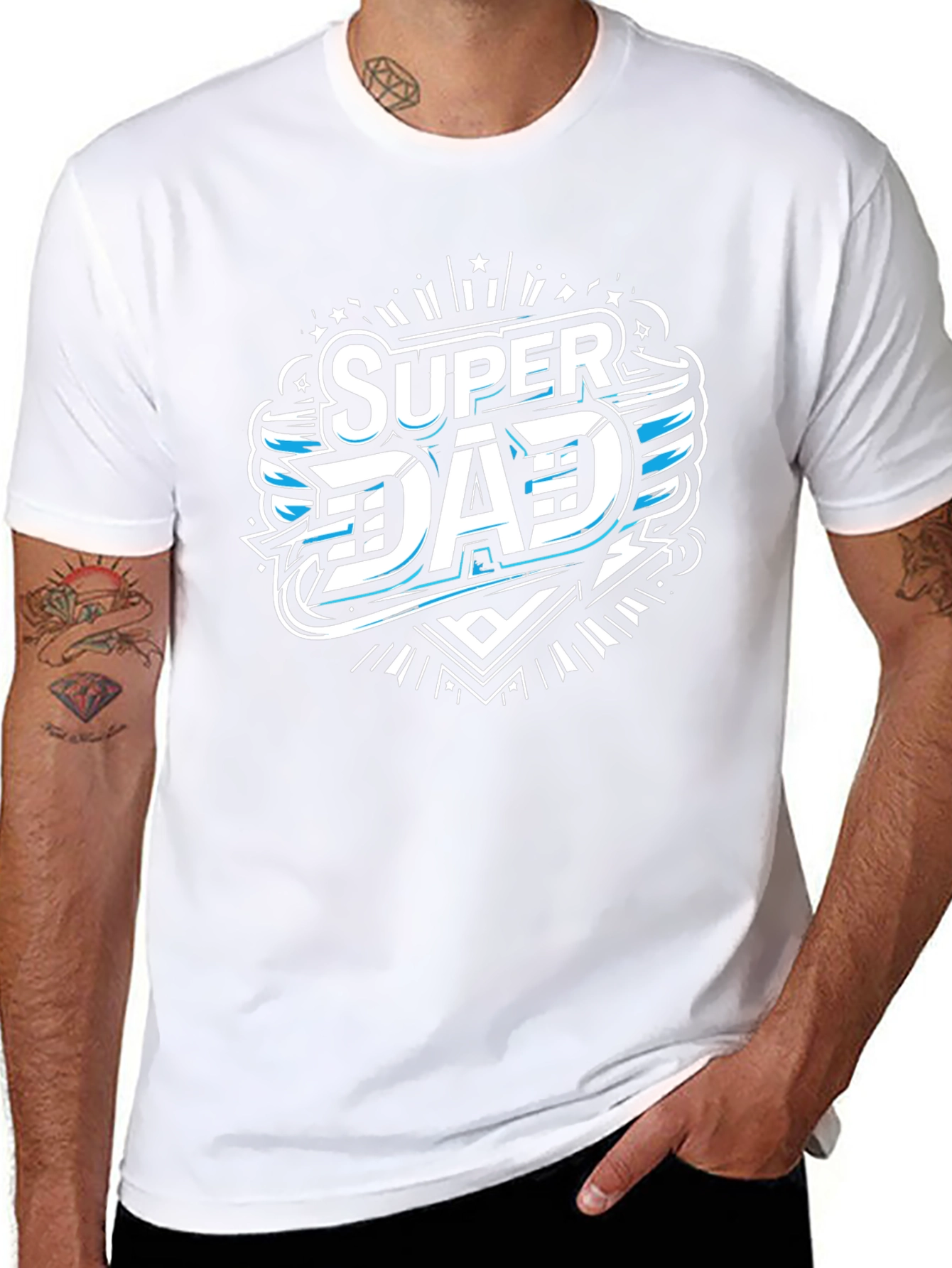 Camiseta Negra Super Papá Diseño Moderno