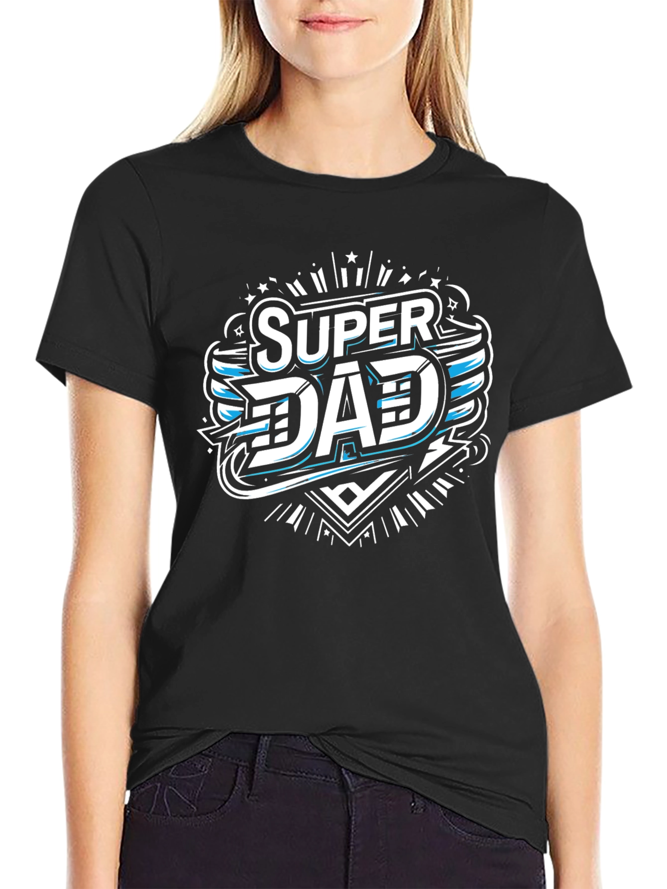 Camiseta Negra Super Papá Diseño Moderno