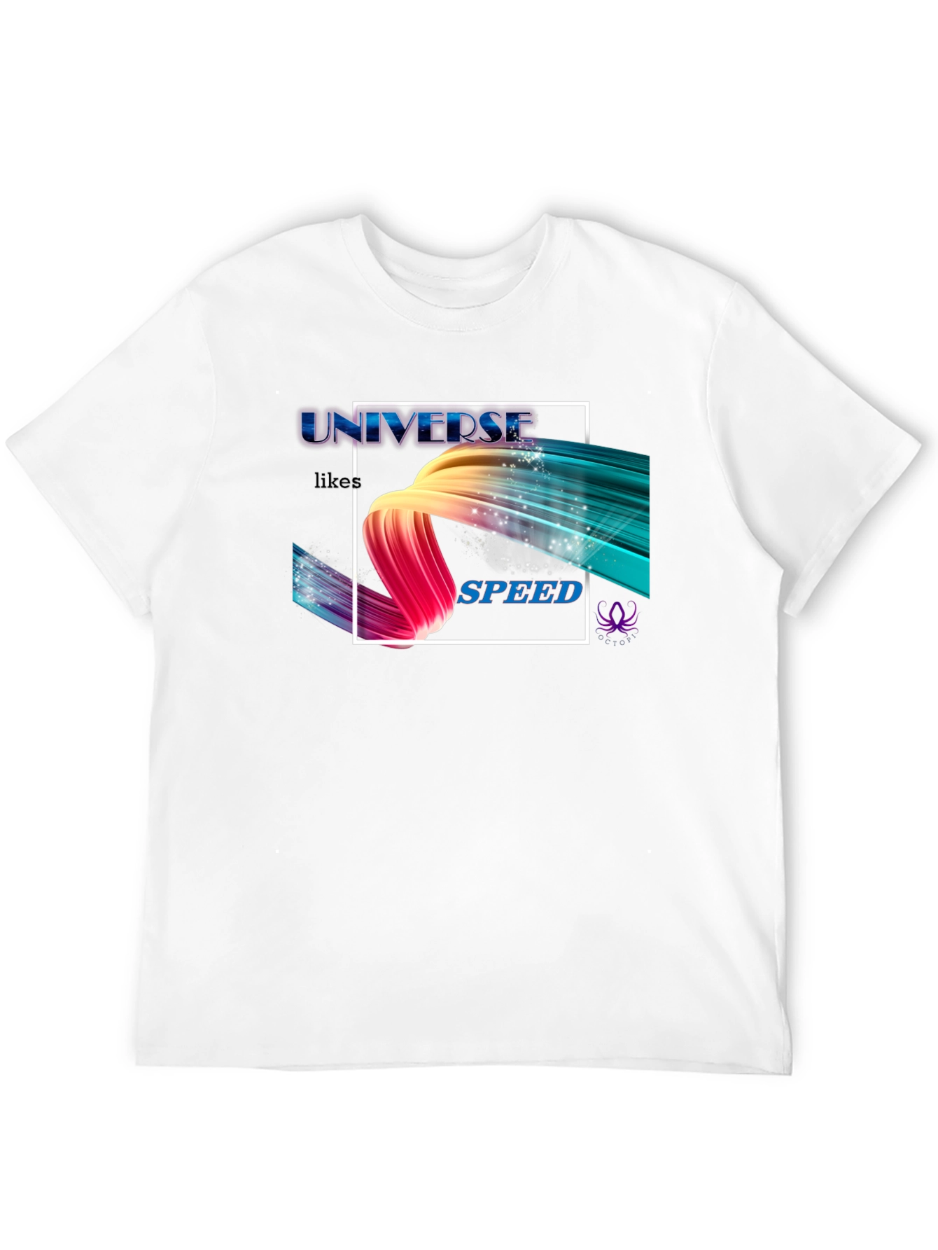 Camiseta Negra Universe Likes Speed Estampada