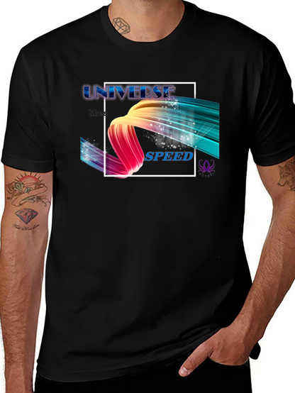 Camiseta Negra Universe Likes Speed Estampada